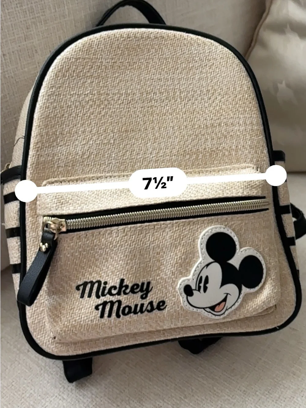Mickey Mouse Beige Straw Crossbody Bag with Black Trim for kids - Picture 8 of 12